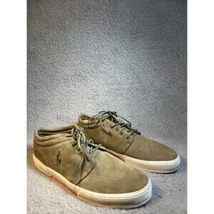Polo Sneakers Mens 13D Ralph Lauren Brown Suede Leather Lace Up Shoes